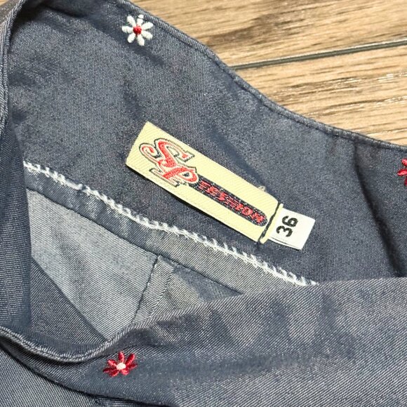 Womens Y2K Blue Skort Floral Embroidered SP Fashion Sz 36 - Picture 4 of 11